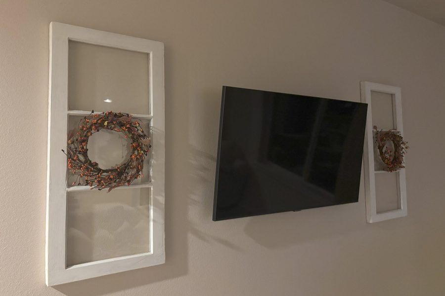 Samsung TV mounted on a wall